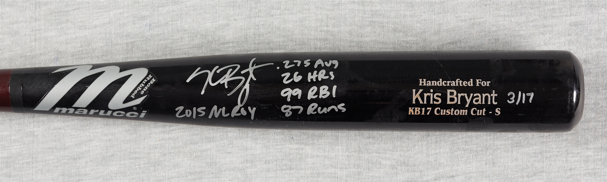 Kris Bryant 2015 Game-Used & Signed Marucci Bat with Multiple Inscriptions (3/17) (MLB) (Fanatics)