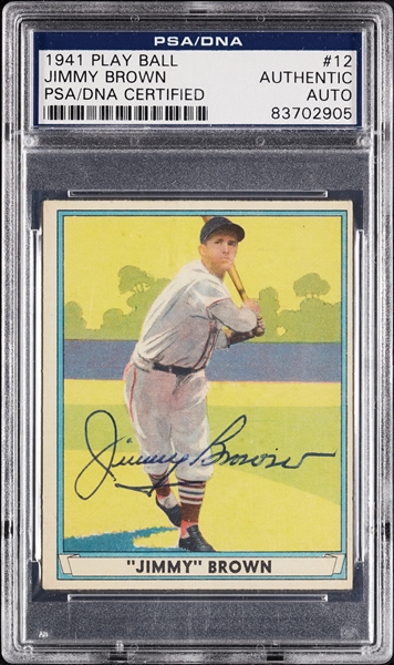 Jimmy Brown Signed 1941 Play Ball No. 12 (PSA/DNA)