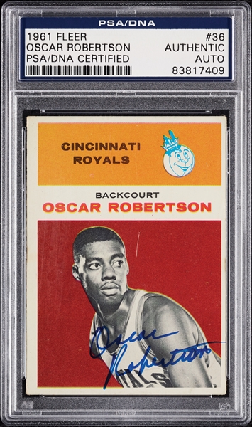 Oscar Robertson Signed 1961 Fleer RC No. 36 (PSA/DNA)