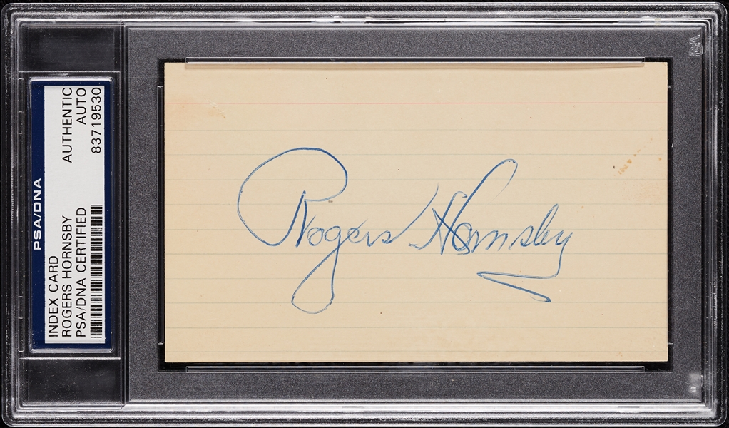 Rogers Hornsby Signed 3x5 Index Card (PSA/DNA)