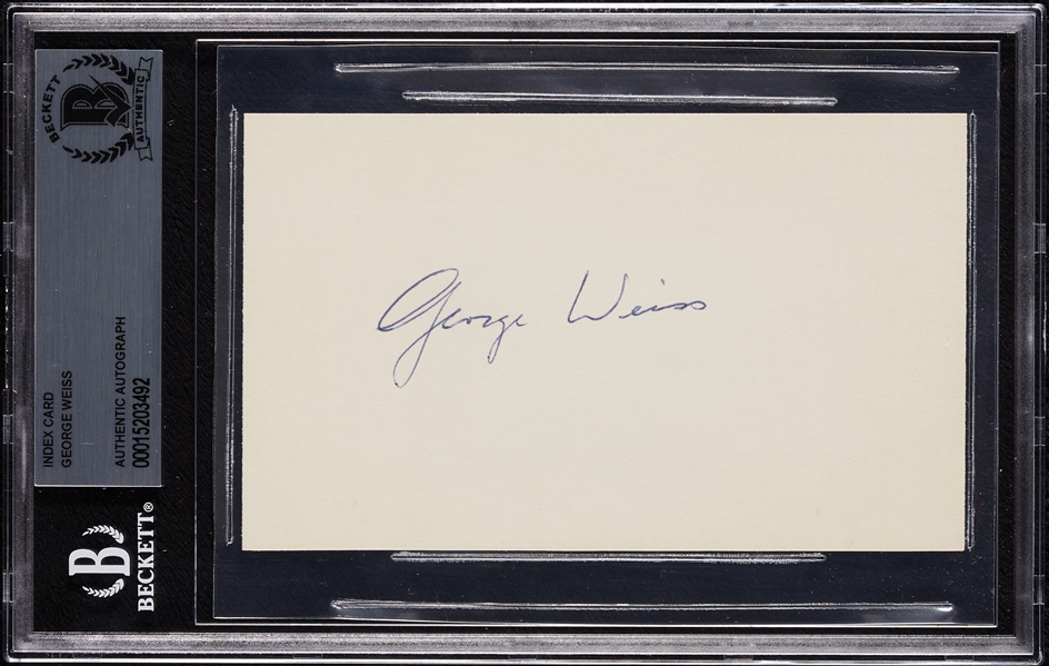 George Weiss Signed 3x5 Index Card (BAS)