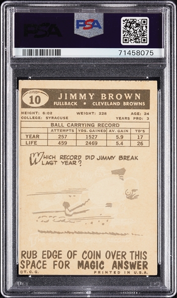 1959 Topps Jim Brown No. 10 PSA 4