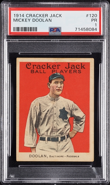 1914 Cracker Jack Mickey Doolan No. 120 PSA 1