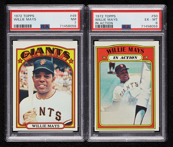 1972 Topps Willie Mays Base & In Action PSA-Graded Pair (2)