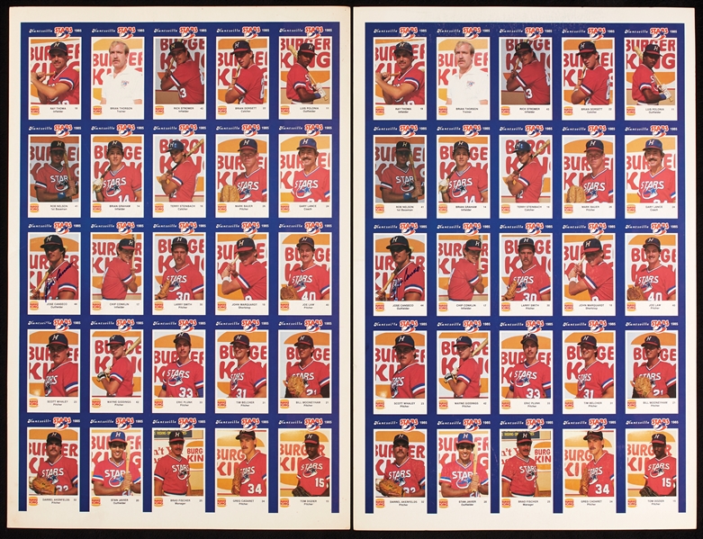 1985 Huntsville Stars Uncut Team Proof Sheets, Signed by Canseco (2)