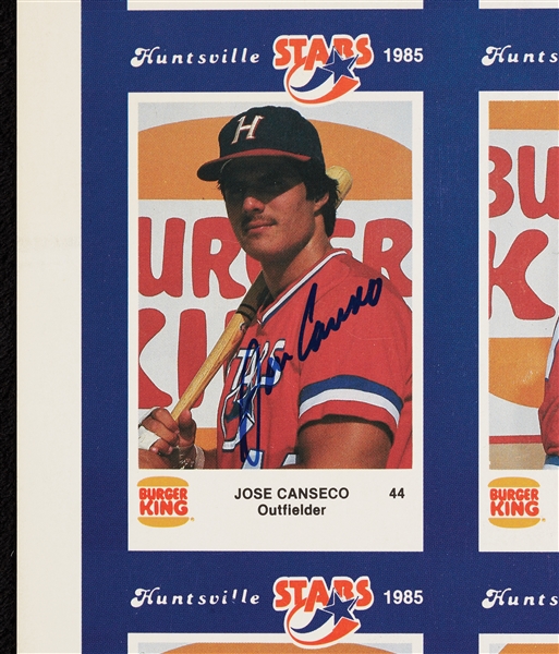 1985 Huntsville Stars Uncut Team Proof Sheets, Signed by Canseco (2)