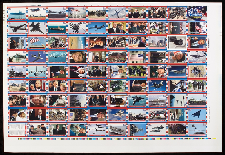 2001 Enduring Freedom Complete Set Uncut Sheet with Putin RC