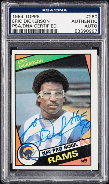 Eric Dickerson Signed 1984 Topps No. 280 (PSA/DNA)