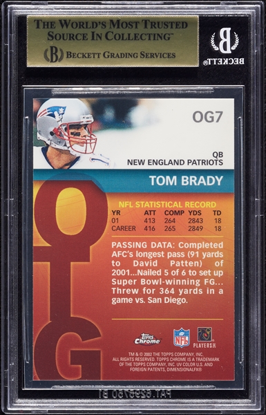 2002 Topps Chrome Tom Brady Own The Game BGS 9.5