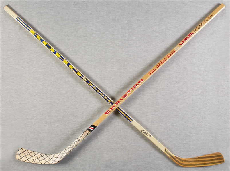 Brett Hull, Jeremy Roenick & Olli Jokinen Signed Hockey Sticks (2) (BAS)