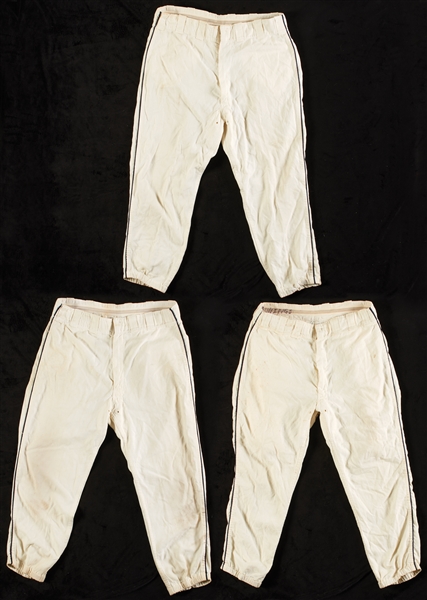 Three Pair 1970-71 Detroit Tigers Game-Worn Home Pants (3)