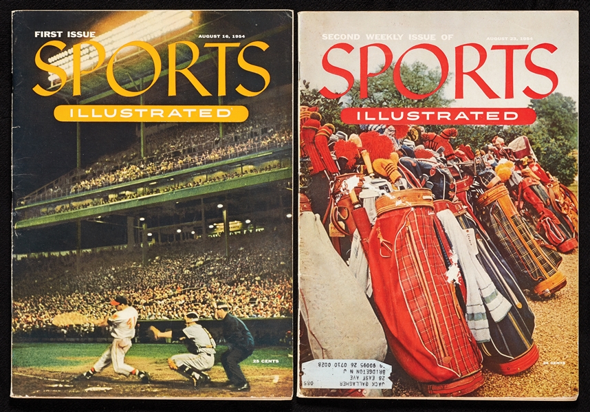 1954 Sports Illustrated First Two Issues With Baseball Card Inserts (2)