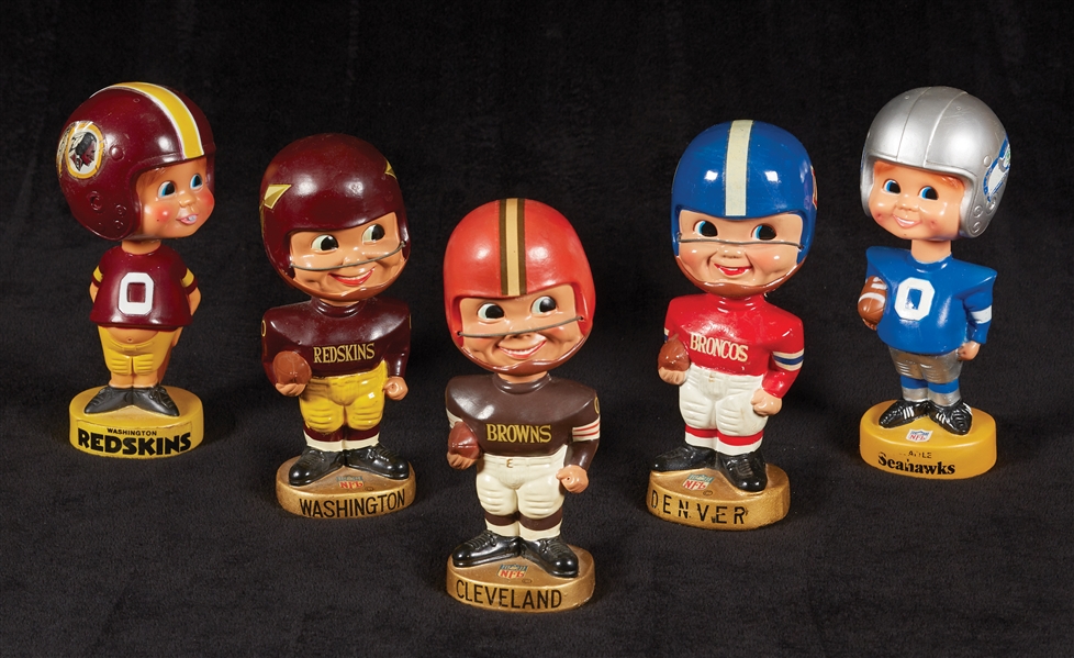 1960s and 1970s Bobbin Heads from Redskins, Browns, Seahawks and Broncos (5)