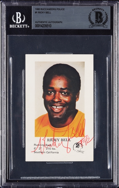 Ricky Bell Signed 1980 Buccaneers Police No. 1 (BAS)