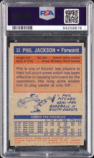 1972 Topps Phil Jackson RC No. 32 PSA 8
