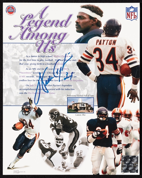 Walter Payton Signed 8x10 A Legend Among Us Sheet (BAS)