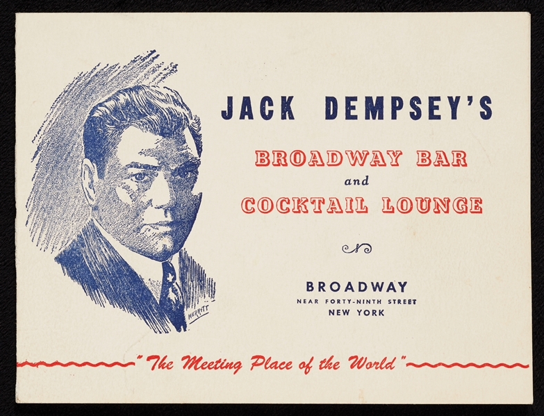 Jack Dempsey Signed Restaurant Menu Photo (PSA/DNA)