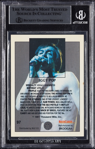 Iggy Pop Signed 1991 Rock Cards No. 101 (BAS)