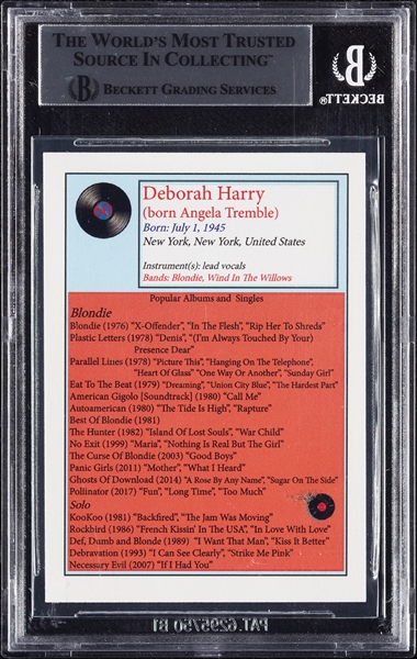 Deborah Harry Signed 2018-20 J2 Classic Rock Cards No. 60 (BAS)