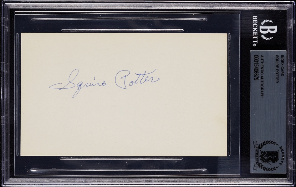 Squire Potter Signed 3x5 Index Card (BAS)
