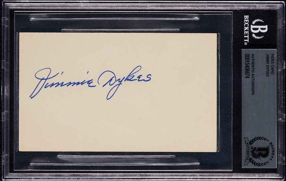 Jimmy Dykes Signed 3x5 Index Card (BAS)