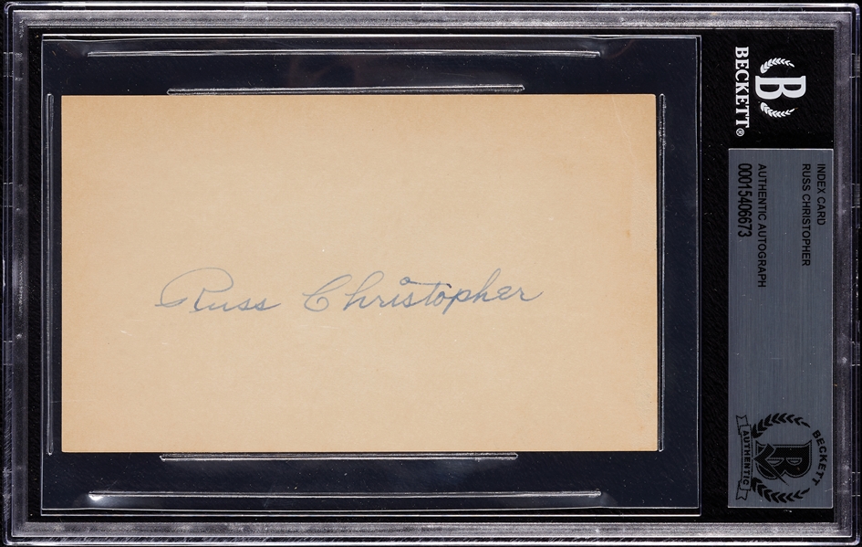 Russ Christopher Signed 3x5 Index Card (BAS)