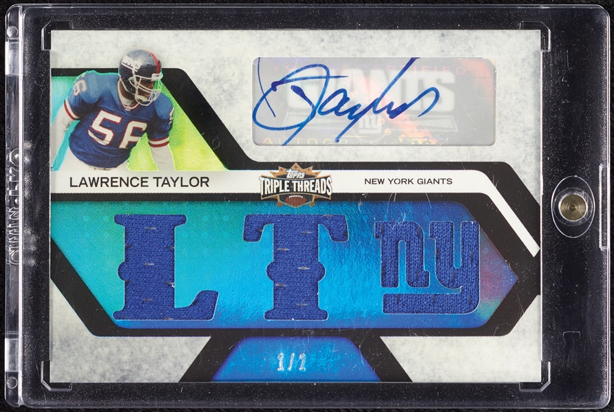 2008 Topps Triple Threads Lawrence Taylor Triple Relics Auto/Jersey (1/2)