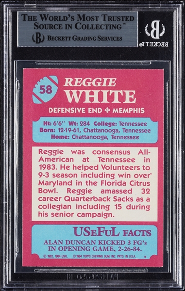 1984 Topps USFL Reggie White RC No. 58 BGS 8.5