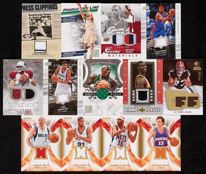 Multi-Sport Game-Used Jersey Insert Hoard with Vince Carter, Duncan, Nash (400+)