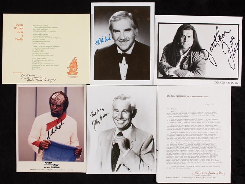 Signed Entertainment Photo Group with Johnny Carson, Michael Dorn (6)