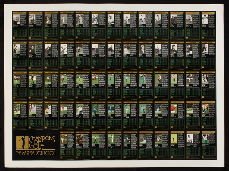 1997 Champions of Golf The Masters Collection Uncut Sheet (Tiger Woods RC)