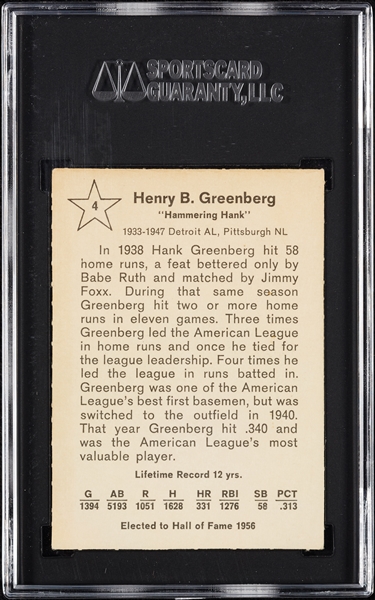 Hank Greenberg Signed 1961 Golden Press No. 4 (SGC)