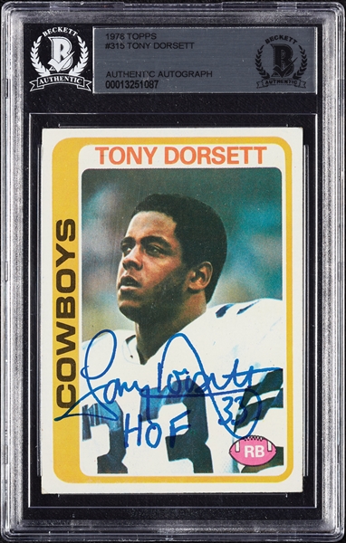Tony Dorsett Signed 1978 Topps RC No. 315 (BAS)