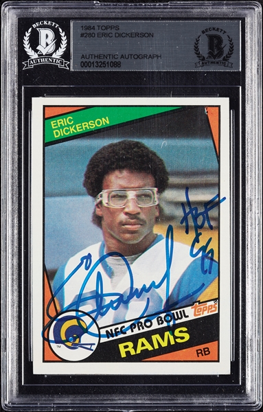 Eric Dickerson Signed 1984 Topps RC No. 280 (BAS)