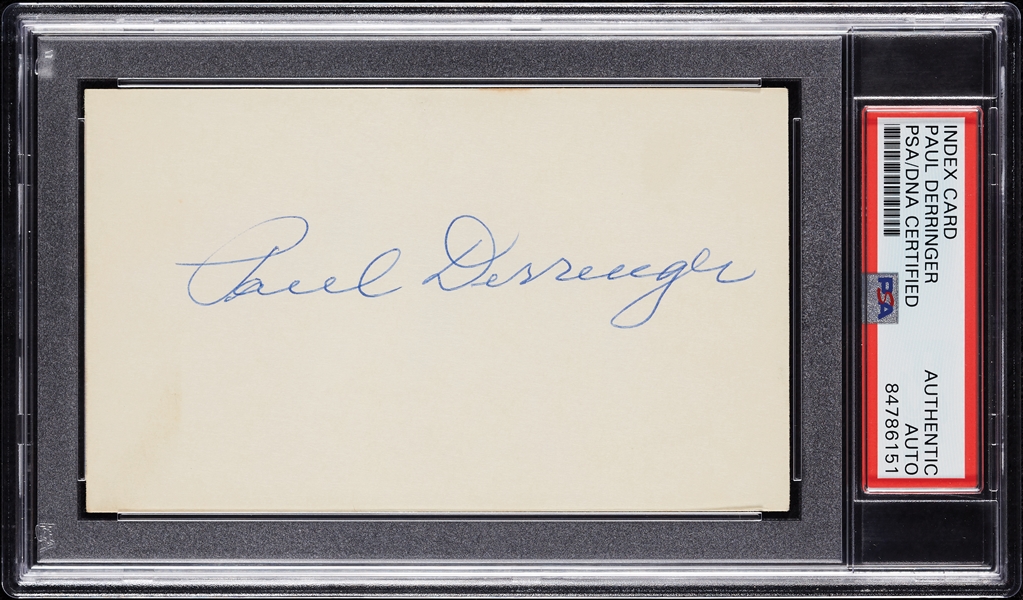 Paul Derringer Signed 3x5 Index Card (PSA/DNA)