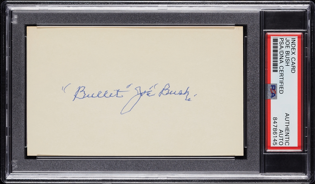 Joe Bush Signed 3x5 Index Card (PSA/DNA)