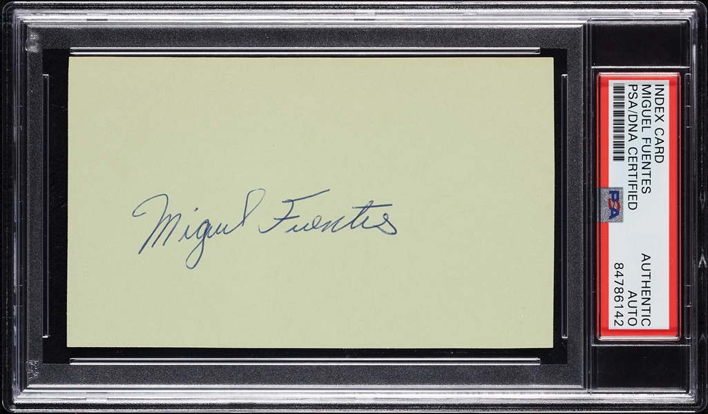 Miguel Fuentes Signed 3x5 Index Card (PSA/DNA)