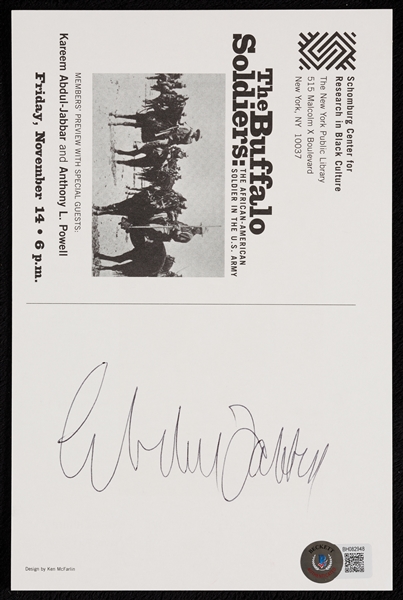 Kareem Abdul-Jabbar Signed The Buffalo Soldiers Postcard (BAS)