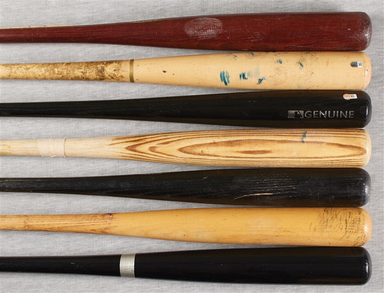 Cubs Signed & Game-Used Bats Group with Baez, Russell, Schwarber, Zobrist (7)