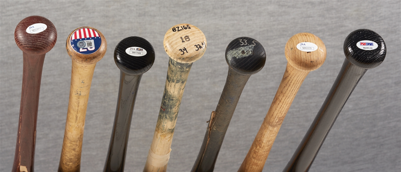 Cubs Signed & Game-Used Bats Group with Baez, Russell, Schwarber, Zobrist (7)