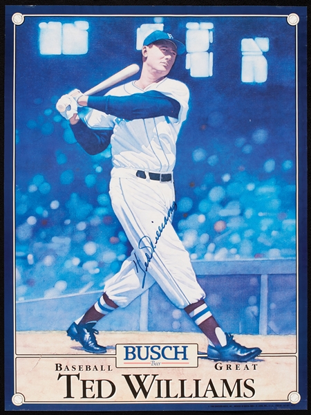 Ted Williams Signed Busch Beer Poster (PSA/DNA)