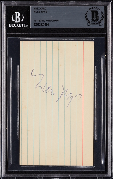 Willie Mays Signed 3x5 Index Card with Vintage Signature (BAS)