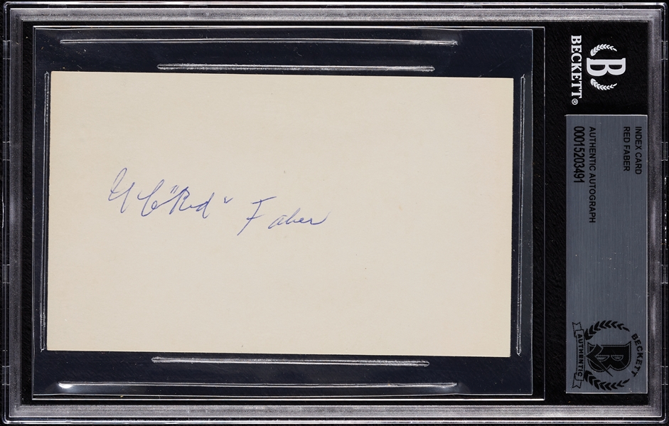 Red Faber Signed 3x5 Index Card (BAS)