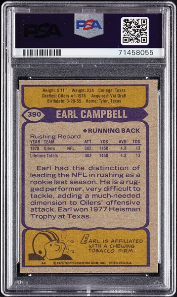 1979 Topps Earl Campbell RC No. 390 PSA 7