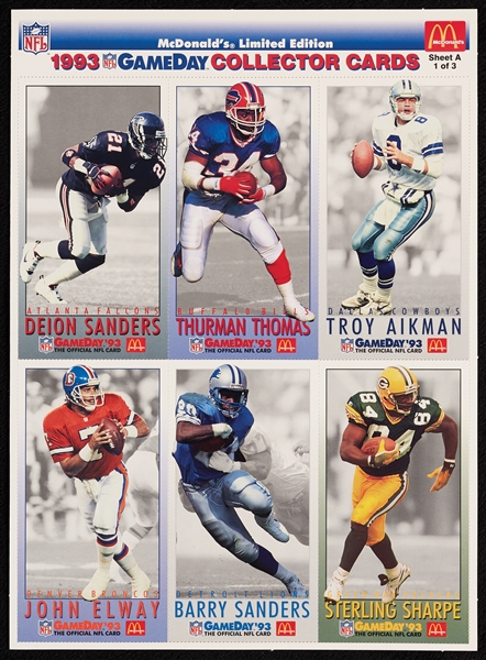 1992-94 McDonalds and Gameday High-Grade Oversized Football Sets, Baseball issues (7)