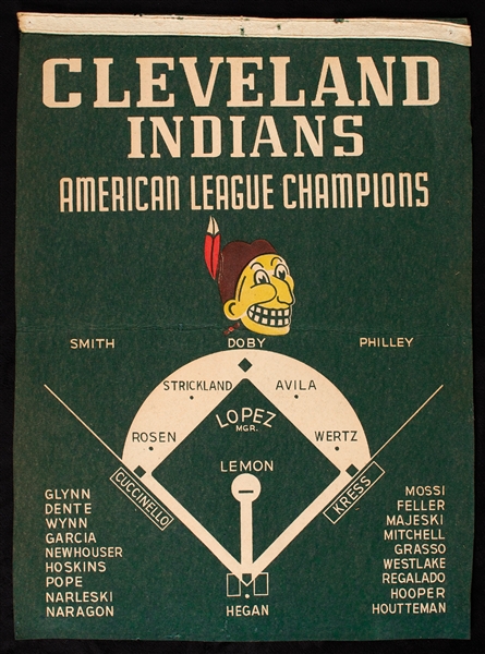 1954 Cleveland Indians Square Banner