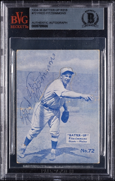 Fred Fitzsimmons Signed 1934-36 Batter-Up No. 72 (BAS)