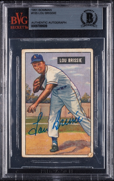 Lou Brissie Signed 1951 Bowman No. 155 (BAS)