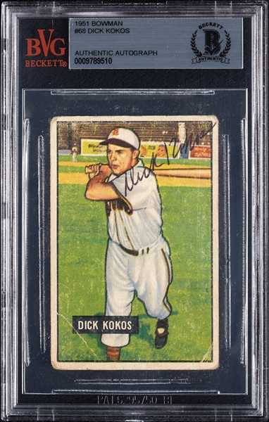 Dick Kokos Signed 1951 Bowman No. 68 (BAS)