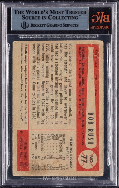 Bob Rush Signed 1954 Bowman No. 77 (BAS)